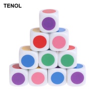 [TENOL] 10Pcs Square 16mm 6 Sided D6 Dice 6 Color Dotted for D&D TRPG Board Game