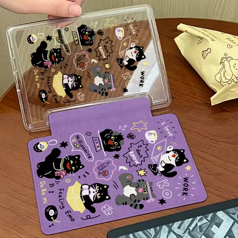 For Kindle Case, Funny Cat Pattern, Transparent Acrylic, Magnetic Auto Wake & Sleep, Fits Kindle 10/