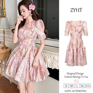 Zyht của phụ nữ ăn mặc váy màu hồng một hình dạng ăn mặc Đầm voan Đầm công sở lxury Dresses ĐẦM CƯỚI