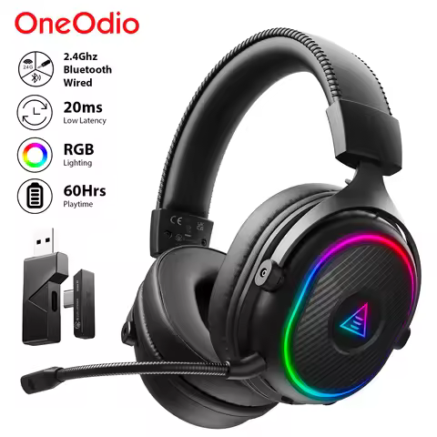Oneodio EKSA MaKo BT Bluetooth Gaming Headset Over Ear 2.4GHz Wireless Headphones Gamer 20ms Low Lat