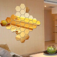 12 Piece Hexagon Acrylic Mirror Wall Sticker DIY Art Wall Decor Wall Stickers Living Room Decoration Decorative Mirror Sticker