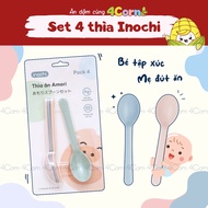 Amori Inochi set of 4 spoons - Baby learns to hold, mother scoops food - For baby 10m+