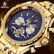 MG ORKINA Men Golden Automatic Mechanical Wrist Watch w Gift Box