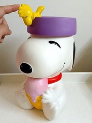 罕有1980年代搪膠史諾比存物公仔RARE Vtg 1980’s Peanuts Snoopy & Woodstock Vinyl Cookie Jar or Dog Treats