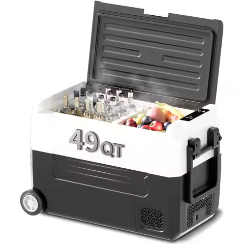 49QT 45L Portable Car Refrigerator 12V Dual Zone Freezer Cooler with 12/24V DC 110/240V AC Car Fridg