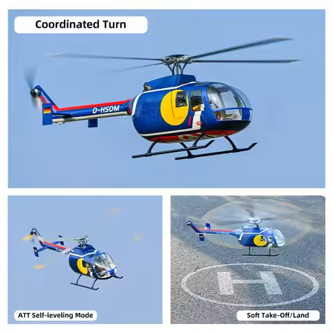 FLY WING 2.4G 6CH BO-105 Scale Helicopter With ACE Flight Controller 470 Class One Key Return RC Hel
