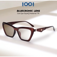 IOOI Women's Fashion Cat eye Frame Bluechromic Glasses Photochromic Blueray Lenses TR Material 88009