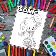 Kertas Mewarnai Gambar Anak Tema Sonic 05 (10 Gambar) Kertas Gambar Tebal Seperti Buku Gambar