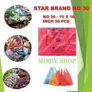 STAR BRAND (30) 381MM X 381MM / 15" X 15" / SINGLET BAG / PLASTIC BAG / T-SHIRT BAG / HANDLE BAG / 背