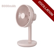 Minimalist Oscillating Desk Fan, 5-Speed Portable Adjustable Table Fan, 8000mAh USB Rechargeable Typ