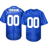 Customized Name & Number Men's Embroidered American Football Jersey, New York Blue V-Neck Personaliz