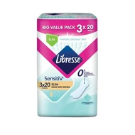 LIBRESSE SensitiV Slim Non Wings 24cm 3 x 20 Pads Big Value Pack