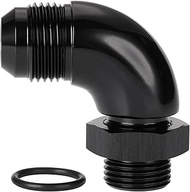 Podavelle 10AN Male Flare to 8AN -8 ORB O-ring Boss 90 Degree Full Flow Fitting Adapter Aluminum Bla