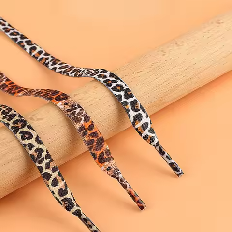 1Pair 80/120/160CM Unisex Sneakers Canvas Shoe Lace Flat Shoelaces Shoes Strings Classic Leopard Pat