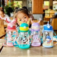 600ml & 700 Ml Children Water Bottle Kids Cartoon Drinking Water Bottle Baby Bottle With Straw