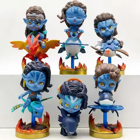 6pcs Avatar 2 Q-style Big-head Figurines Jack Sully & Neytiri Car & Home Decor Collectible Gift Toys