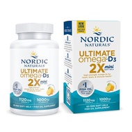 Ultimate Omega 2X Mini D3, Lemon Flavor - 1120 mg Omega-3 + 1000 IU Vitamin D3-60 Mini Soft Gels - O