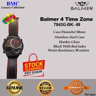Balmer 4 Time Zone Men's Watch 7843G-BK-49 NEW