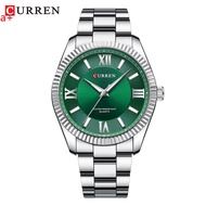 &Curren8453 Roman Scale Quartz Watch Mens Luminous Steel Strap Business Watch Sun Roulette Wheel