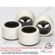 Tamiya 15415 - JR Small Dia Carbon Wheels - w/White Arched Tires[15415]