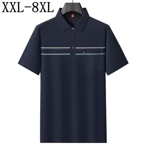 8XL 7XL 6XL 2026 New Summer High End Luxury Cotton Polo Shirt Man Casual Loose Mens Shirts With Pock