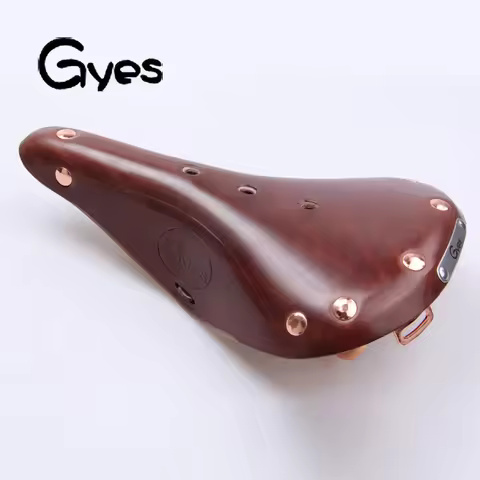 Gyes GS17 Retro Leather Saddle Steel Bow Gyes Genuine Cow Leather Seat Mat Road Bike Saddle For Men