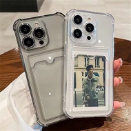 Transparent Card Slot Holder Soft Case For iphone Slot card holder protective case