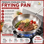 316Stainless Steel Frying Pan Uncoated Induction Cooker Stove Compatible Cookware NonStick Steak Pot