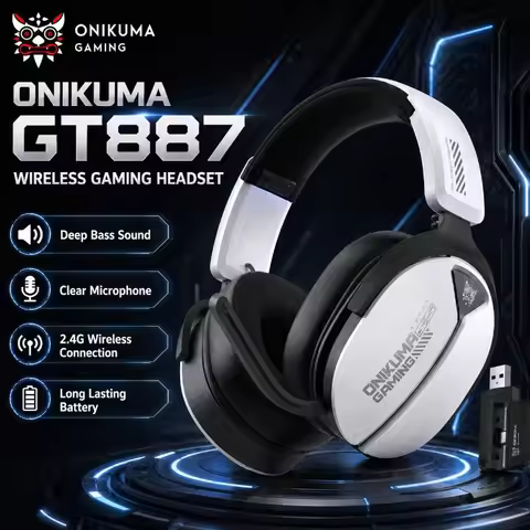 ONIKUMA GT887 Wireless Gaming Headset 4-Mode Bluetooth Headphones Ultra-Low Latency With Mic Wired F