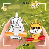 GESH Upgrade Egg Cat Keychain, Double-leaf Capybara Cartoon Keychain, Push Egg Fan Keychain Bag Acce