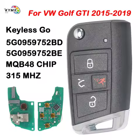 KYMX 5G0959752BD/BE NBGFS12A01 315MHz MQB48 MEGAMOS ID88 AES Flip Smart Key Fob For Volkswagen VW Go