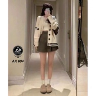 Women's loose beige wool coat with easy-to-match buttons Le Huy Fashion MS AK604