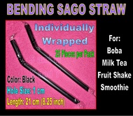 BENDING SAGO Boba Straw, Milktea, smoothie, Shake, gulaman. With Wrap and No Wrap 25 pieces per pack