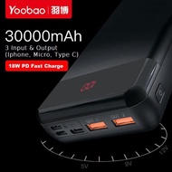 Yoobao 18W Fast Charging High Capacity 30000mAh LCD Display With 3 Type Input & Fast Charge Power Ba