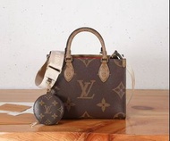 🎉Louis Vuitton onthego east-west 經典老花滿印帆布 單肩手提包 女款 棕色