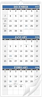2025 Wall Calendar - 3-Month Wall Calendar Display (Folded in a Month), Jan. 2025 - Dec. 2025, 11.25