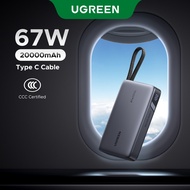 【CCC Certification】UGREEN 20000mAh 67W Built in USB C Cable 3 Ports Fast Charging Power Bank Powerba