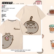 100% Cotton Ready Stock Pusheen Pusheen Pusheen Cute Cat Printed Cat Cat Short Sleeve Men Women Cute