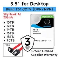 SkyHawk Surveillance AI 10TB 12TB 14TB 16TB 18TB 20TB 5YRS WARRANTY 3.5IN 6GB/S SATA 256MB 24X7