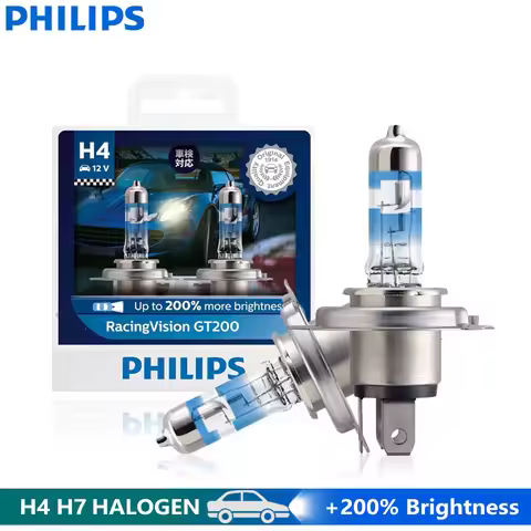 Philips H4 H7 Car Halogen Headlight RacingVision GT200 +200% Power Bright Light 12V Original Upgrade