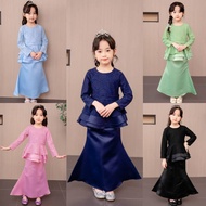 Baju Kurung Moden Budak Peplum Baju Raya Budak Perempuan Baby Blue Hitam