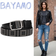 BAYAMO Punk Rivet Belts, Trendy Design Y2K Waist Belt, Vintage All-match Heavy Metal Jeans Belt For 