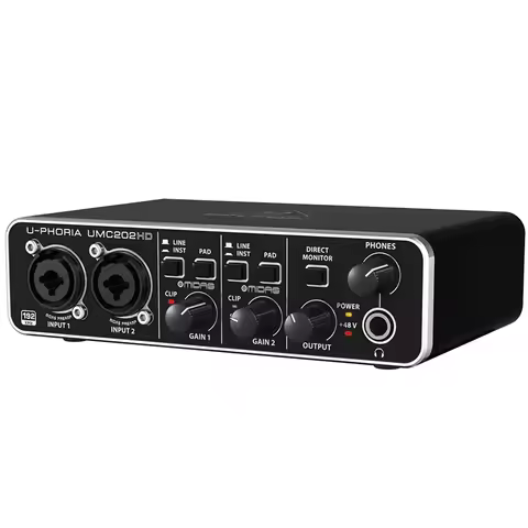 BEHRINGER U-Phoria UMC202HD 2-Channel USB 2.0 Audio Interface External Sound Card for Guitar Condens