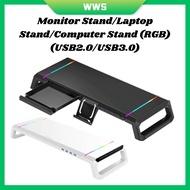 Monitor Stand/Laptop Stand/Computer Stand (RGB) (USB2.0/USB3.0) (Charging Desk Organizer Holder)(Display Screen)