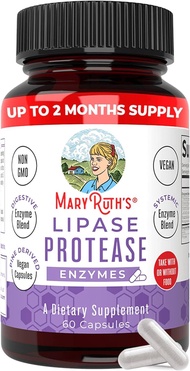 [PRE-ORDER] MaryRuth Organics Lipase Enzymes Capsules | Up to 2 Month Supply | Enzyme Supplement for Liver Detox Cleanse &amp; Repair | Fat Digestion &amp; Cholesterol Levels | Vegan | Gluten Free | 60 Count