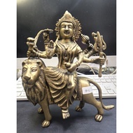 A&R Tewa Bucha Goddess Durka Sitting In A Lion 8.3 Inches Brass.2.3