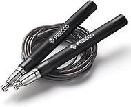 FEECCO Jump Rope,Rigorous Speed Rope with Self-Locking Quick Adjustment,Metal Handles with Silicone Grip and Double Ball Bearings
