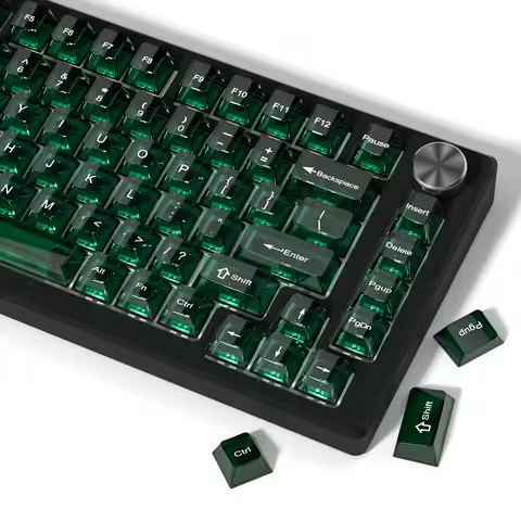 115 Keys Green Transparent Keycaps Top Print Cherry Profile PC Keycaps UV-printed RGB Backlit Clear 