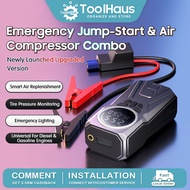 4 in 1 Car Emergency Jump Starter Jumper Powerbank With Air Compressor Machine Digital Meter Displa