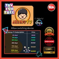 [FREE Trial] AbangTV | Abang TV | Sky TV | SkyTV | SkyTV Malaysia | Stabil/No Lag | Pakej 30/90/180 Days